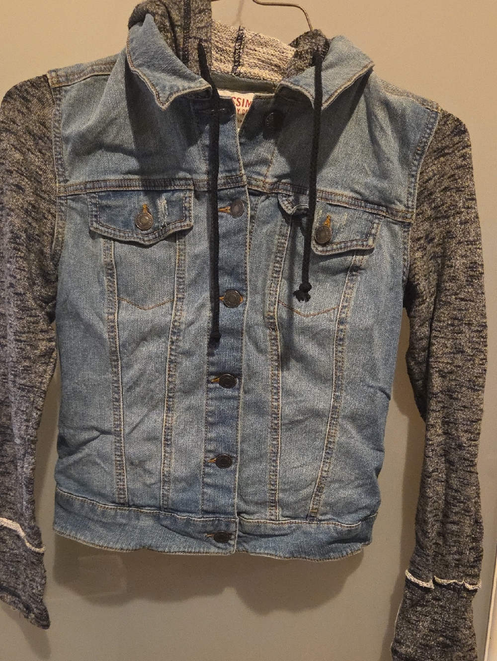 Mossimo Supply Co. Light Blue Denim Jacket with Charcoal Knit Trim